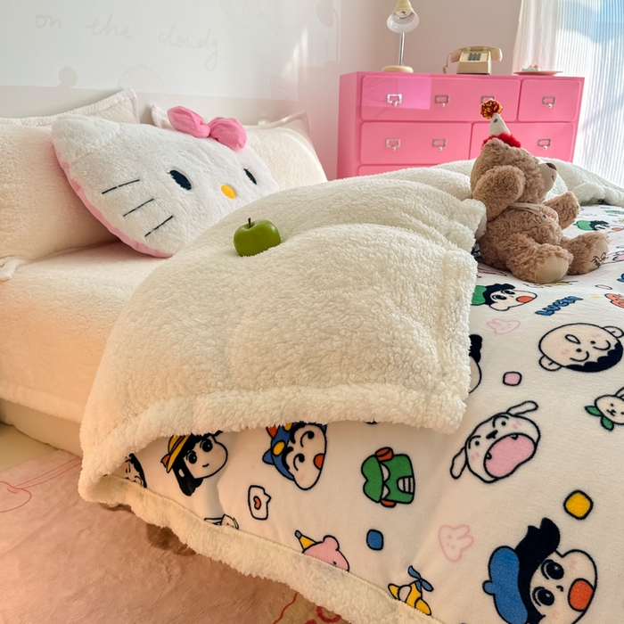 91家纺网 家纺一手货源 找家纺 （总）艾特你 2025新款多功能羊羔绒牛奶绒单毛毯单被套1