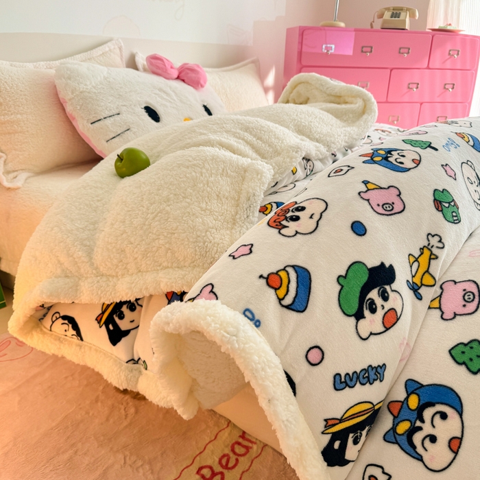 91家纺网 家纺一手货源 找家纺 （总）艾特你 2025新款多功能羊羔绒牛奶绒单毛毯单被套1