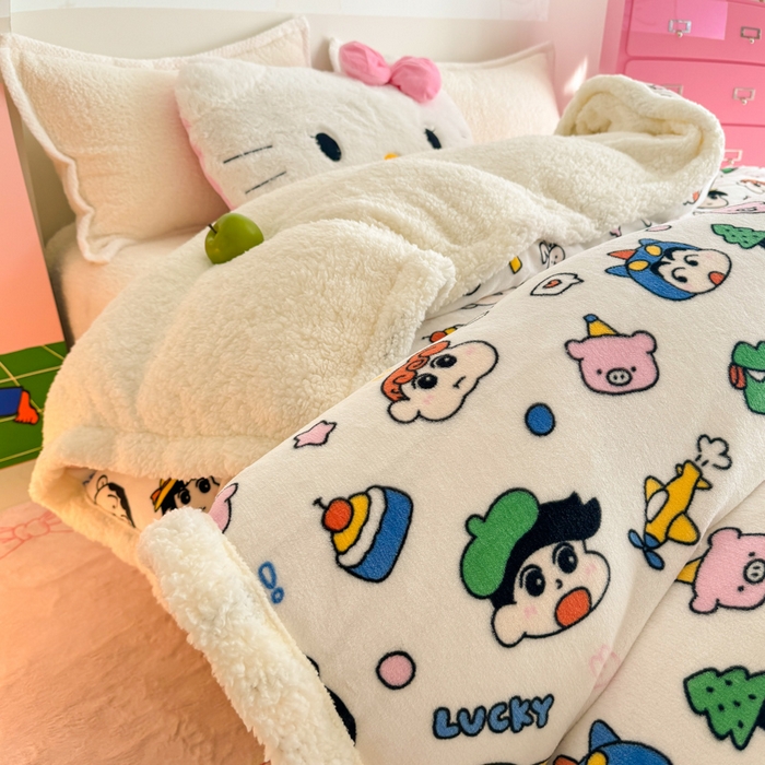 91家纺网 家纺一手货源 找家纺 （总）艾特你 2025新款多功能羊羔绒牛奶绒单毛毯单被套1