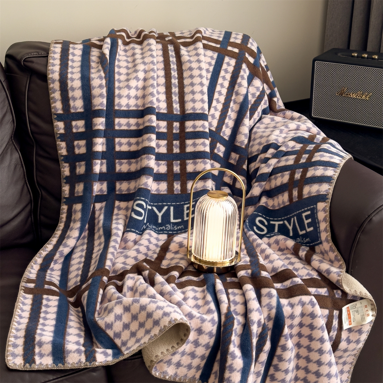 慕木家纺 2025新款高克重印花仿羊绒双层毛毯毛毯毯子（可供跨境提供买家秀） 都市织梦-粉