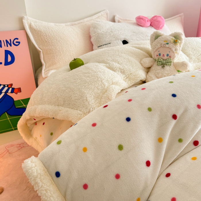 91家纺网 家纺一手货源 找家纺 艾特你 2025新款多功能羊羔绒牛奶绒单毛毯单被套 羊-多彩