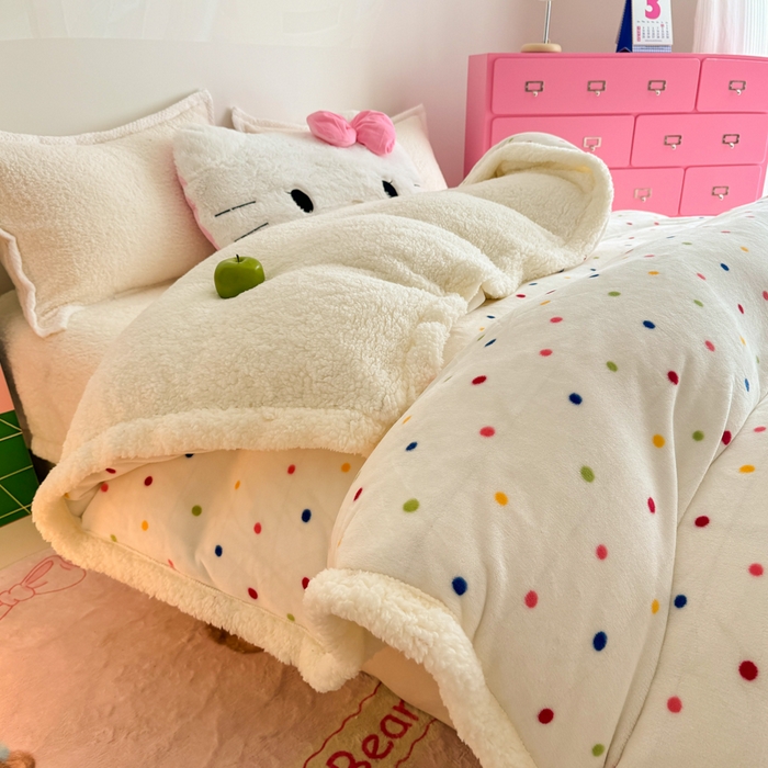 91家纺网 家纺一手货源 找家纺 艾特你 2025新款多功能羊羔绒牛奶绒单毛毯单被套 羊-多彩