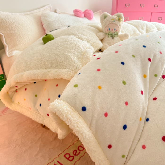 91家纺网 家纺一手货源 找家纺 艾特你 2025新款多功能羊羔绒牛奶绒单毛毯单被套 羊-多彩