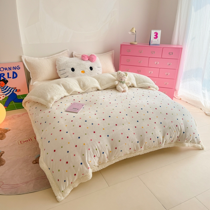 91家纺网 家纺一手货源 找家纺 艾特你 2025新款多功能羊羔绒牛奶绒单毛毯单被套 羊-多彩