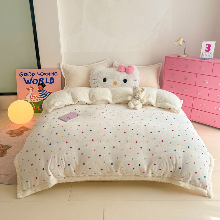 91家纺网 家纺一手货源 找家纺 艾特你 2025新款多功能羊羔绒牛奶绒单毛毯单被套 羊-多彩