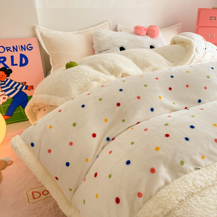 91家纺网 家纺一手货源 找家纺 艾特你 2025新款多功能羊羔绒牛奶绒单毛毯单被套 羊-多彩