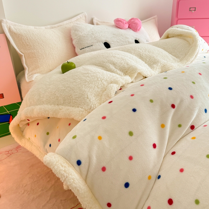 91家纺网 家纺一手货源 找家纺 艾特你 2025新款多功能羊羔绒牛奶绒单毛毯单被套 羊-多彩