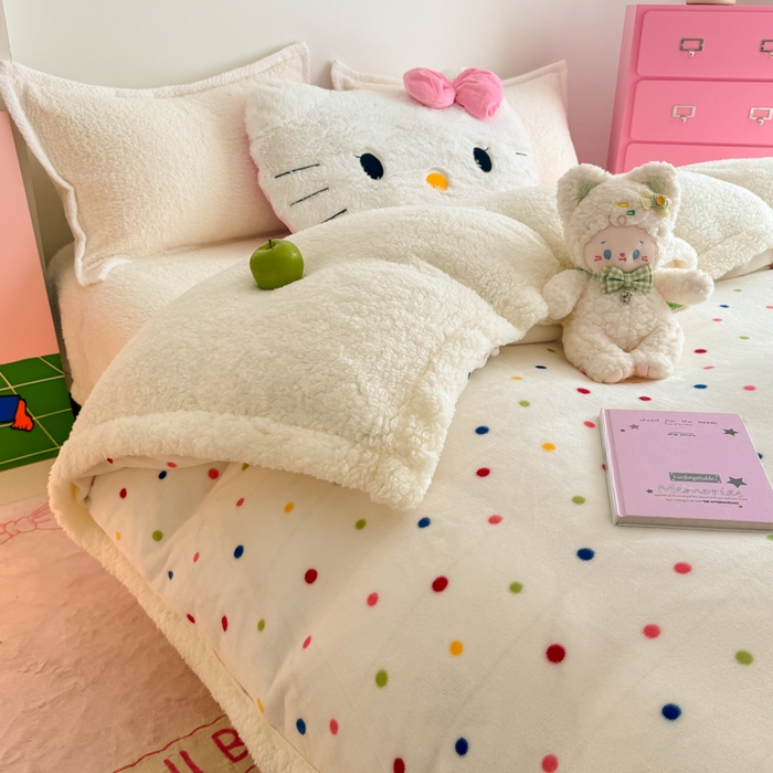 91家纺网 家纺一手货源 找家纺 艾特你 2025新款多功能羊羔绒牛奶绒单毛毯单被套 羊-多彩