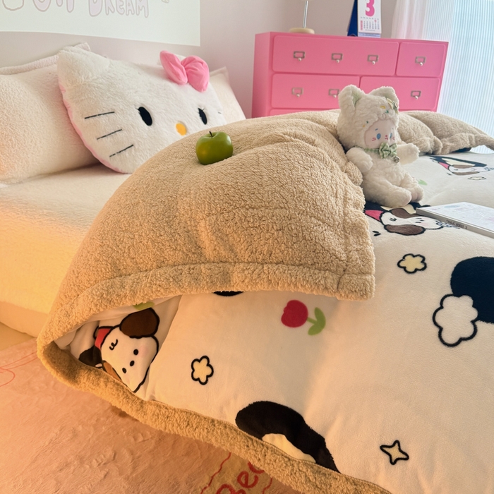 91家纺网 家纺一手货源 找家纺 艾特你 2025新款多功能羊羔绒牛奶绒单毛毯单被套 羊-爱丁屋