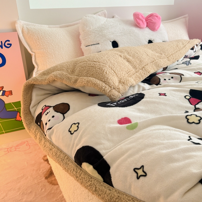 91家纺网 家纺一手货源 找家纺 艾特你 2025新款多功能羊羔绒牛奶绒单毛毯单被套 羊-爱丁屋
