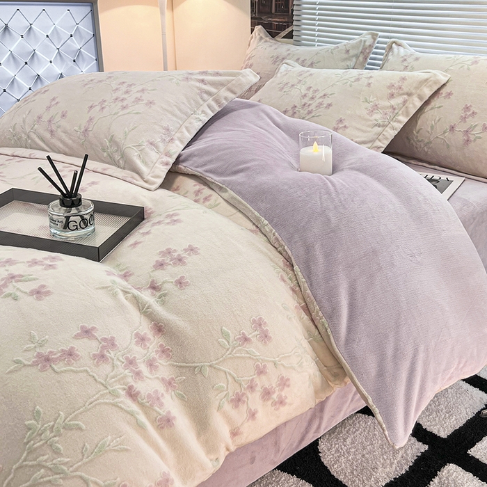 91家纺网 家纺一手货源 找家纺 （总）寐居家纺 2025新款3D烂花牛奶绒四件套