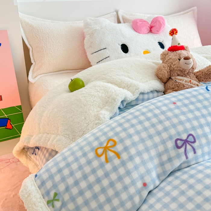 91家纺网 家纺一手货源 找家纺 艾特你 2025新款多功能羊羔绒牛奶绒单毛毯单被套 羊-彩色物语蓝