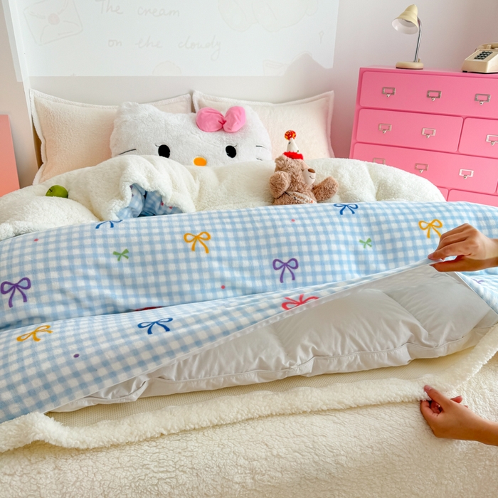 91家纺网 家纺一手货源 找家纺 艾特你 2025新款多功能羊羔绒牛奶绒单毛毯单被套 羊-彩色物语蓝