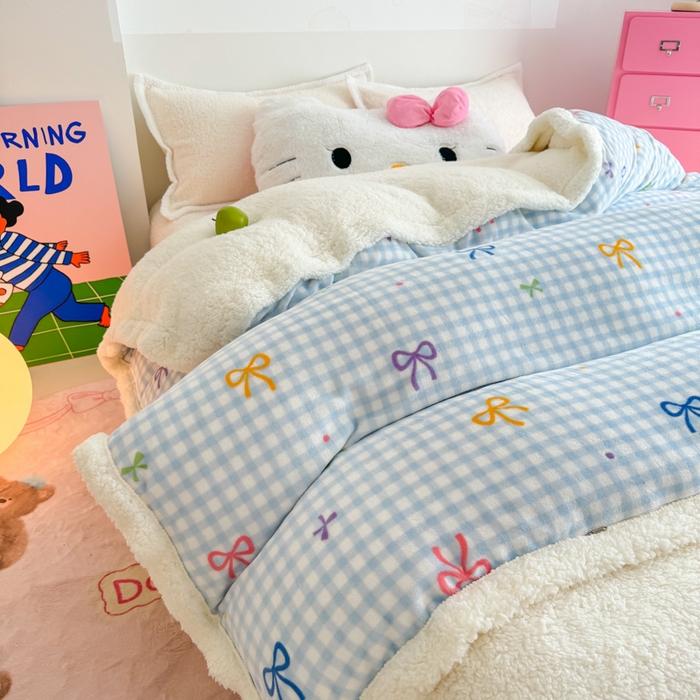 91家纺网 家纺一手货源 找家纺 艾特你 2025新款多功能羊羔绒牛奶绒单毛毯单被套 羊-彩色物语蓝