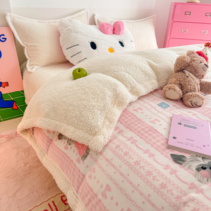 91家纺网 家纺一手货源 找家纺 艾特你 2025新款多功能羊羔绒牛奶绒单毛毯单被套 羊-欢喜