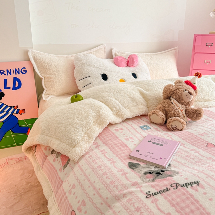 91家纺网 家纺一手货源 找家纺 艾特你 2025新款多功能羊羔绒牛奶绒单毛毯单被套 羊-欢喜