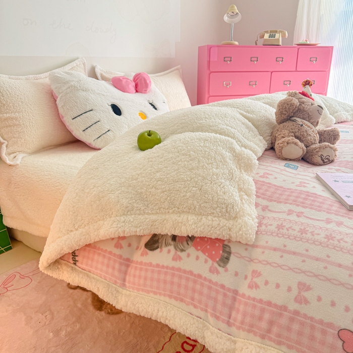 91家纺网 家纺一手货源 找家纺 艾特你 2025新款多功能羊羔绒牛奶绒单毛毯单被套 羊-欢喜