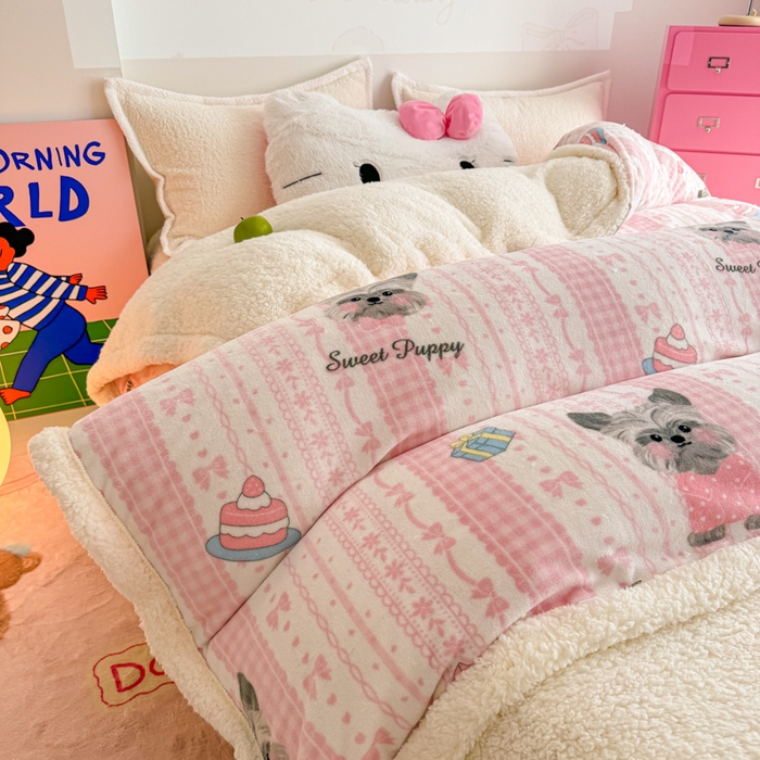 91家纺网 家纺一手货源 找家纺 艾特你 2025新款多功能羊羔绒牛奶绒单毛毯单被套 羊-欢喜