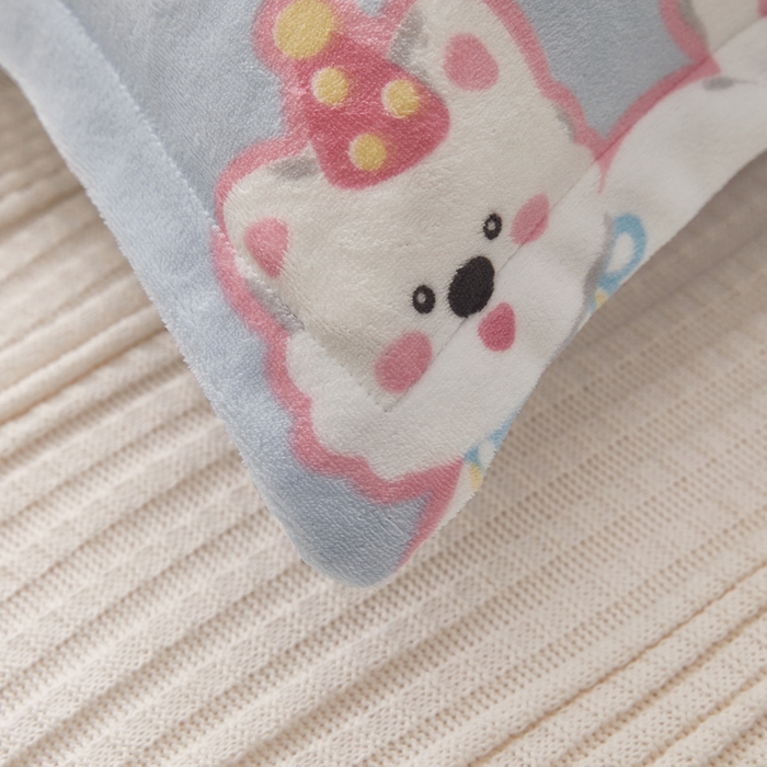 91家纺网 家纺一手货源 找家纺 翎盈家纺 2025新款冬季小清新牛奶绒双人枕套 比尔狗蓝