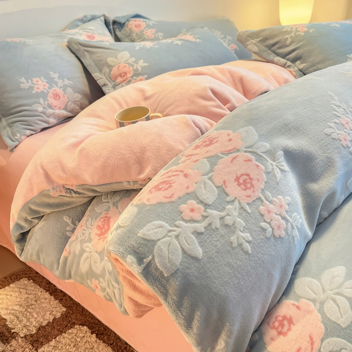 91家纺网 家纺一手货源 找家纺 （总）寐居家纺 2025新款3D烂花牛奶绒四件套