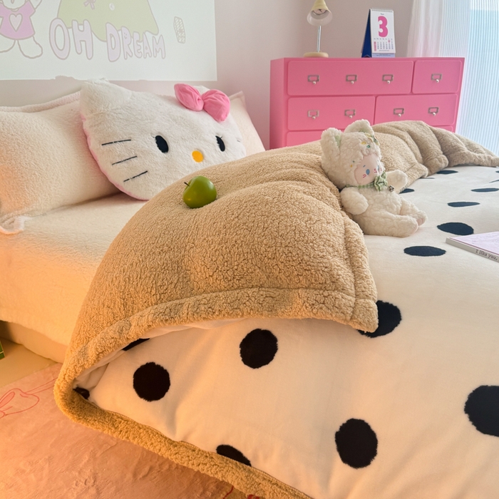 91家纺网 家纺一手货源 找家纺 艾特你 2025新款多功能羊羔绒牛奶绒单毛毯单被套 羊-初见