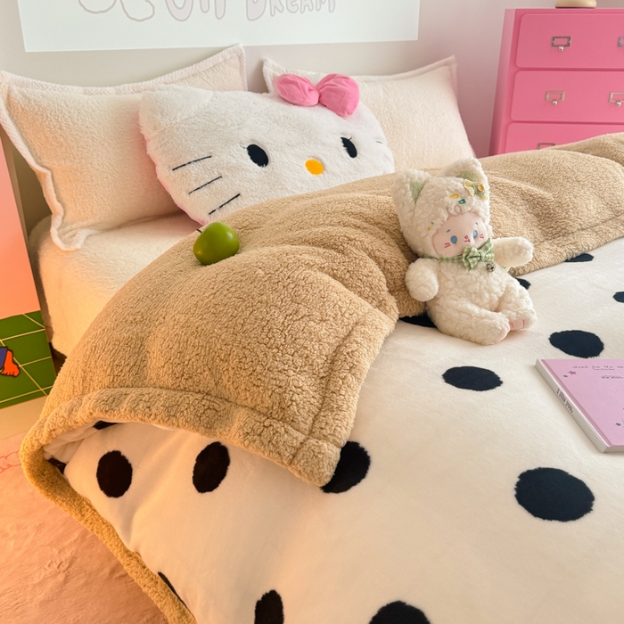 91家纺网 家纺一手货源 找家纺 艾特你 2025新款多功能羊羔绒牛奶绒单毛毯单被套 羊-初见