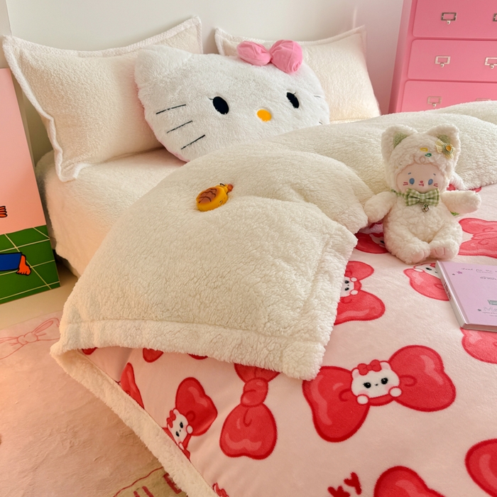 91家纺网 家纺一手货源 找家纺 艾特你 2025新款多功能羊羔绒牛奶绒单毛毯单被套 羊-多多猫咪