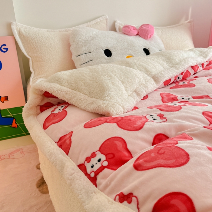 91家纺网 家纺一手货源 找家纺 艾特你 2025新款多功能羊羔绒牛奶绒单毛毯单被套 羊-多多猫咪