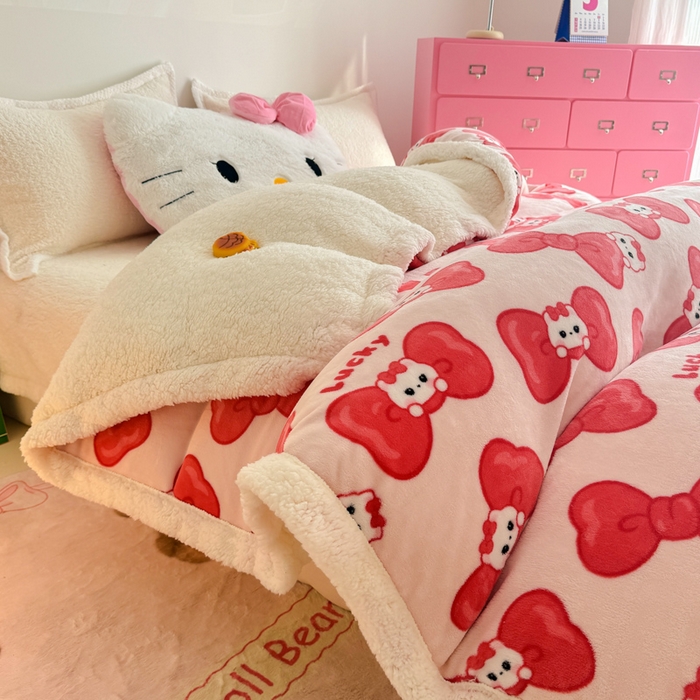 91家纺网 家纺一手货源 找家纺 艾特你 2025新款多功能羊羔绒牛奶绒单毛毯单被套 羊-多多猫咪