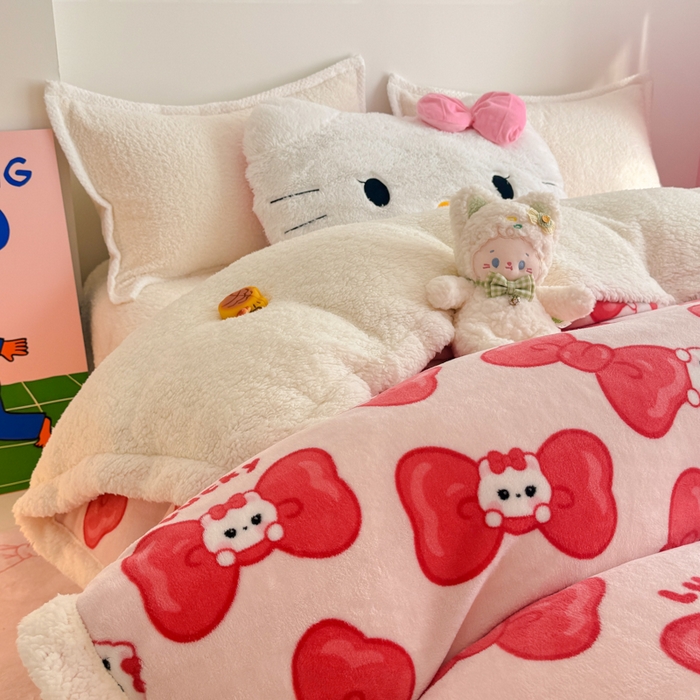 91家纺网 家纺一手货源 找家纺 艾特你 2025新款多功能羊羔绒牛奶绒单毛毯单被套 羊-多多猫咪