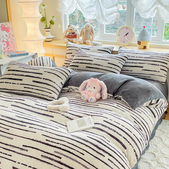 91家纺网 家纺一手货源 找家纺 弗苓家纺 2025新款加厚保暖双面牛奶绒四件套 摩登