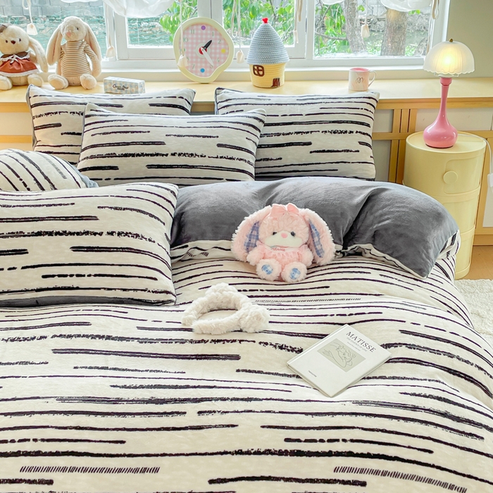 91家纺网 家纺一手货源 找家纺 弗苓家纺 2025新款加厚保暖双面牛奶绒四件套 摩登