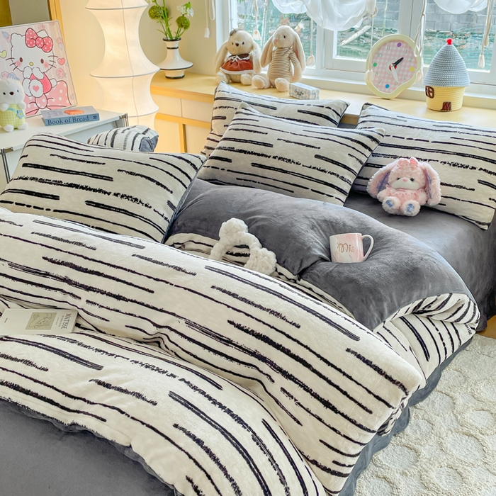 91家纺网 家纺一手货源 找家纺 弗苓家纺 2025新款加厚保暖双面牛奶绒四件套 摩登