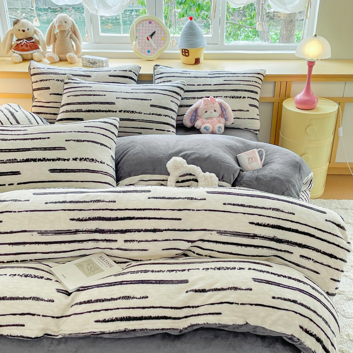 91家纺网 家纺一手货源 找家纺 弗苓家纺 2025新款加厚保暖双面牛奶绒四件套 摩登