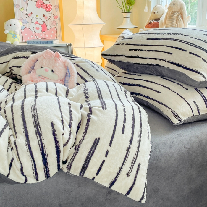 91家纺网 家纺一手货源 找家纺 弗苓家纺 2025新款加厚保暖双面牛奶绒四件套 摩登