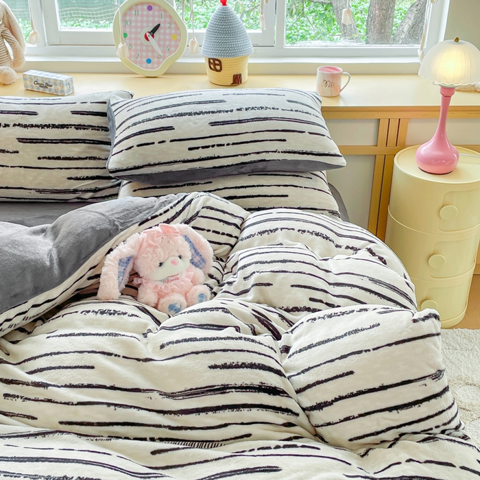 91家纺网 家纺一手货源 找家纺 弗苓家纺 2025新款加厚保暖双面牛奶绒四件套 摩登