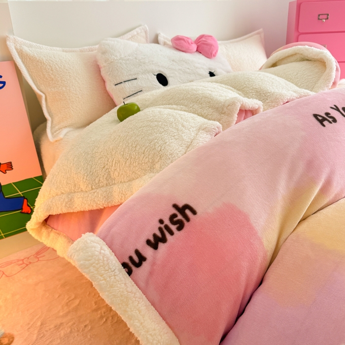 91家纺网 家纺一手货源 找家纺 艾特你 2025新款多功能羊羔绒牛奶绒单毛毯单被套 羊-梦境