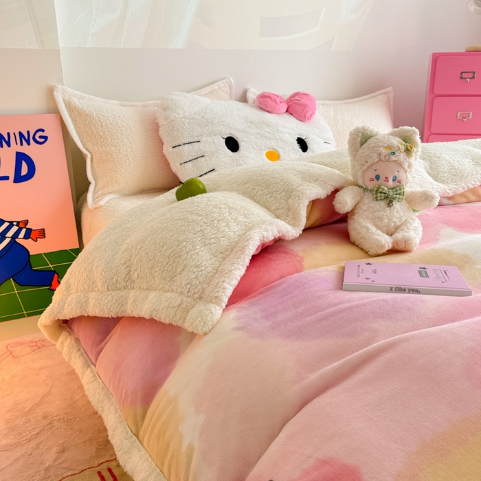 91家纺网 家纺一手货源 找家纺 艾特你 2025新款多功能羊羔绒牛奶绒单毛毯单被套 羊-梦境