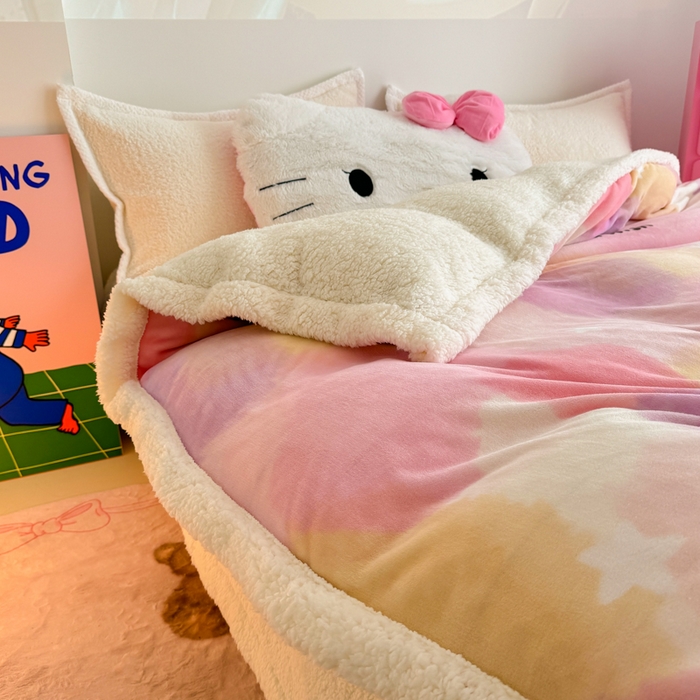 91家纺网 家纺一手货源 找家纺 艾特你 2025新款多功能羊羔绒牛奶绒单毛毯单被套 羊-梦境