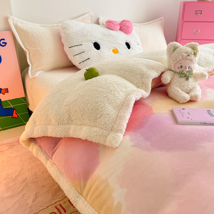 91家纺网 家纺一手货源 找家纺 艾特你 2025新款多功能羊羔绒牛奶绒单毛毯单被套 羊-梦境