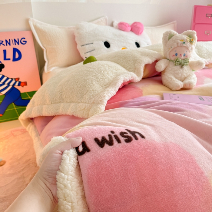 91家纺网 家纺一手货源 找家纺 艾特你 2025新款多功能羊羔绒牛奶绒单毛毯单被套 羊-梦境