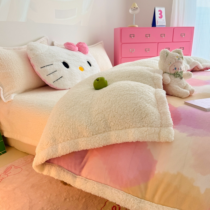 91家纺网 家纺一手货源 找家纺 艾特你 2025新款多功能羊羔绒牛奶绒单毛毯单被套 羊-梦境