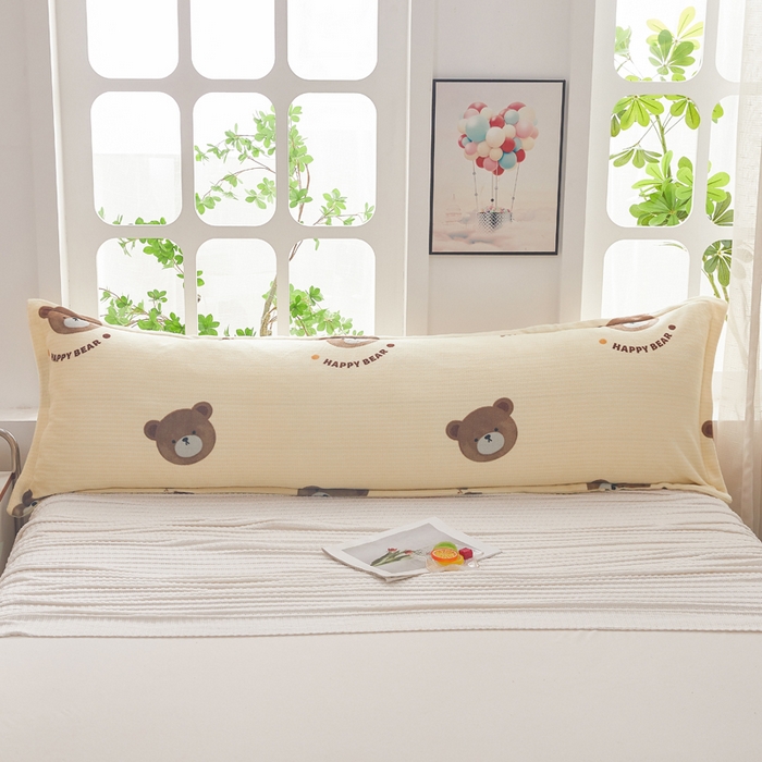 91家纺网 家纺一手货源 找家纺 翎盈家纺 2025新款冬季小清新牛奶绒双人枕套 开心小熊