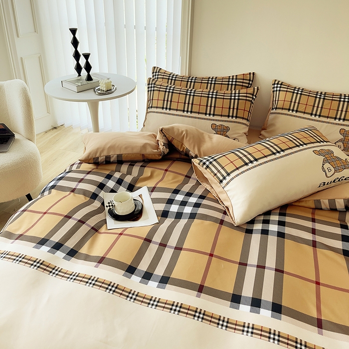 91家纺网 家纺一手货源 找家纺 色鬼布艺高端家居主号 2025秋冬新款网红款水洗棉四季款四件套 格子熊