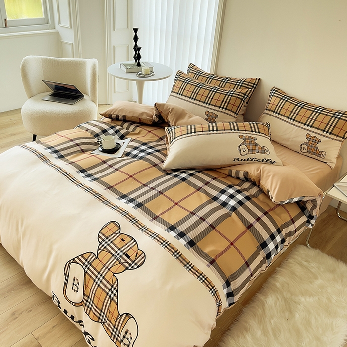 91家纺网 家纺一手货源 找家纺 色鬼布艺高端家居主号 2025秋冬新款网红款水洗棉四季款四件套 格子熊