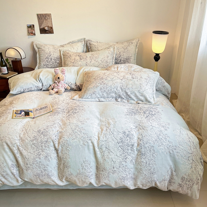 91家纺网 家纺一手货源 找家纺 寐居家纺 2025新款3D烂花牛奶绒四件套 浅梦絮语