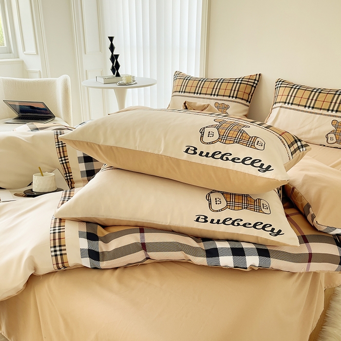 91家纺网 家纺一手货源 找家纺 色鬼布艺高端家居主号 2025秋冬新款网红款水洗棉四季款四件套 格子熊