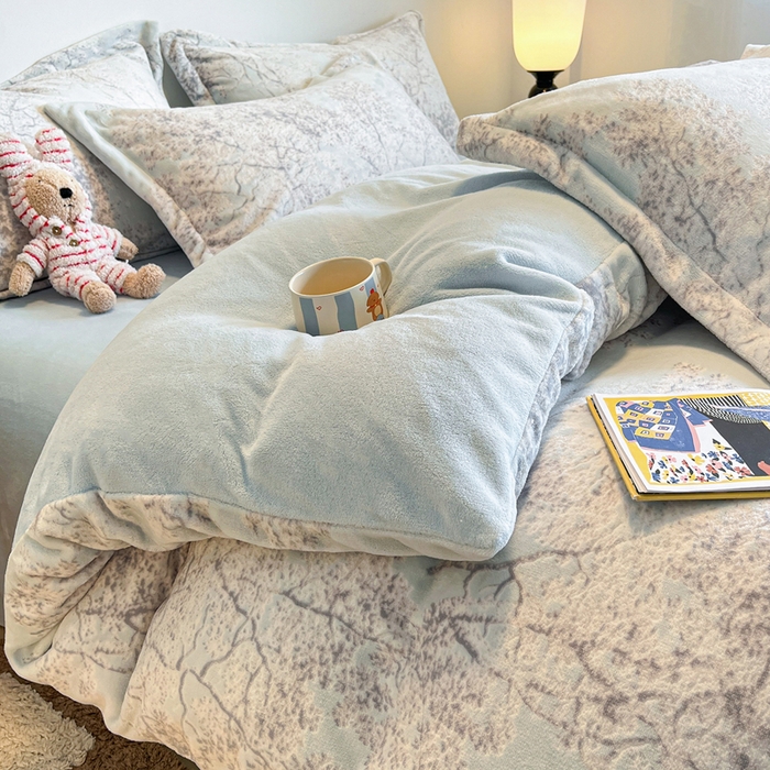 91家纺网 家纺一手货源 找家纺 寐居家纺 2025新款3D烂花牛奶绒四件套 浅梦絮语