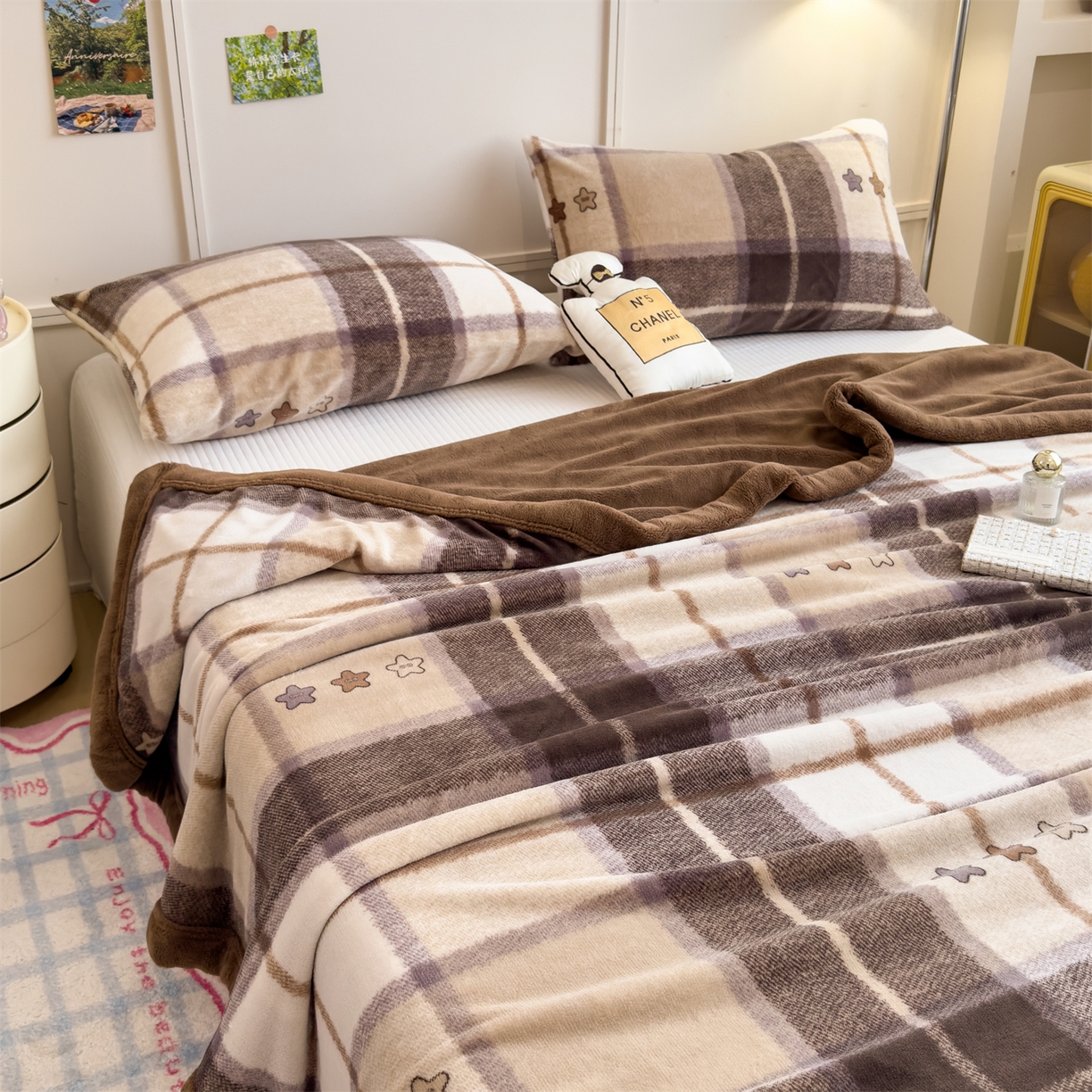 91家纺网 家纺一手货源 找家纺 （总）慕木家纺 2025新款高克重印花牛奶绒云锦绒双层毛毯毛毯毯子（可供跨境提供买家秀）