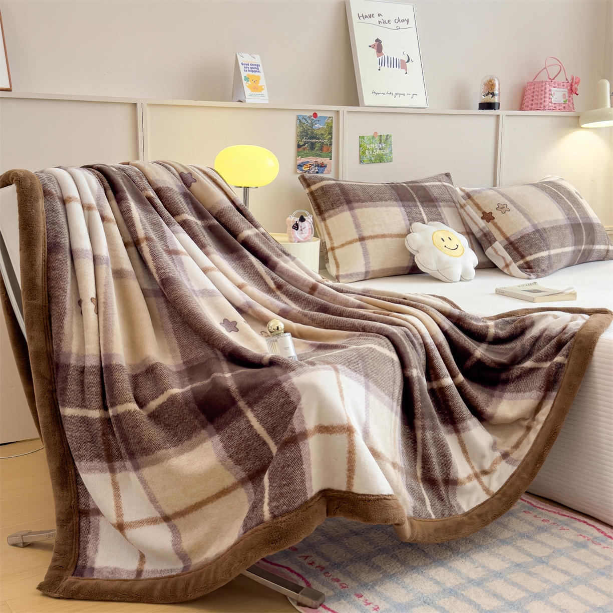 91家纺网 家纺一手货源 找家纺 （总）慕木家纺 2025新款高克重印花牛奶绒云锦绒双层毛毯毛毯毯子（可供跨境提供买家秀）